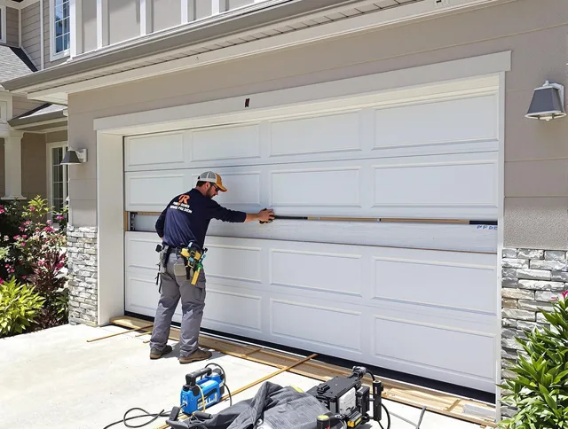 Bethel Garage Door Repair team performing complete garage door replacement at Bethel residence