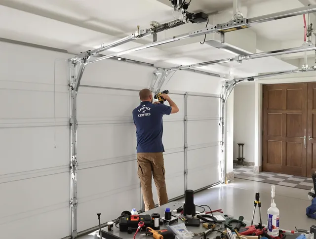 Bethel Garage Door Repair certified technician performing precision garage door repair in Bethel