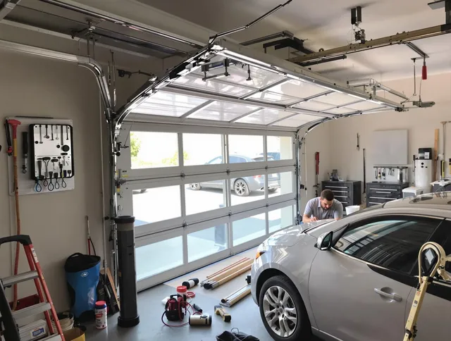 Garage door noise reduction service by Bethel Garage Door Repair in Bethel